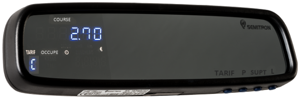 Taximetre-miroir-noir-P6S2-affichage-BLANC PACK COMPLET TAXIMETRE + IMPRIMANTE SEMITRON + STARPLAST